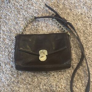 Micheal Kors brown leather & gold accents
